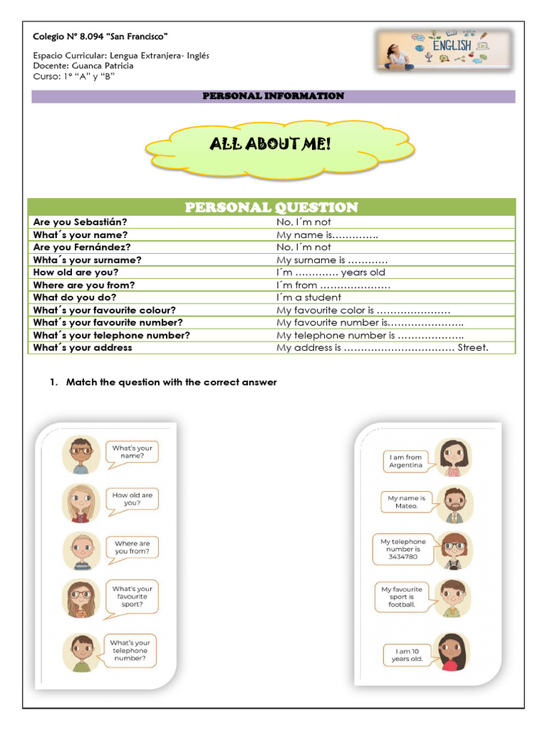 English Language Personal Questions Guide | PDF