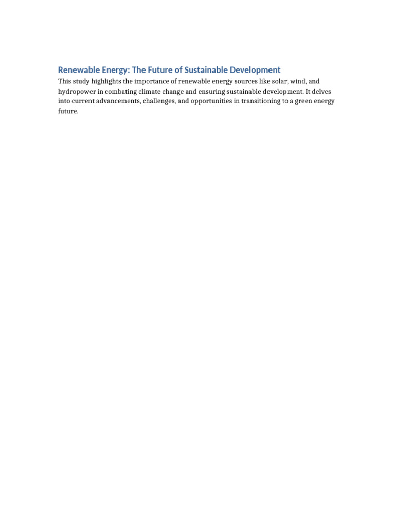 Renewable Energy for Sustainable Development | PDF