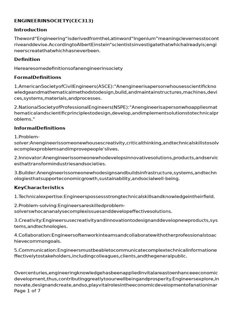 Role of Engineers in Society | PDF | Engineering