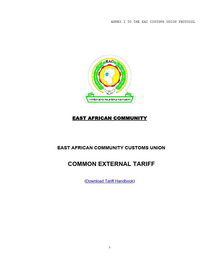 EAC Common External Tariff Handbook | PDF | Textiles