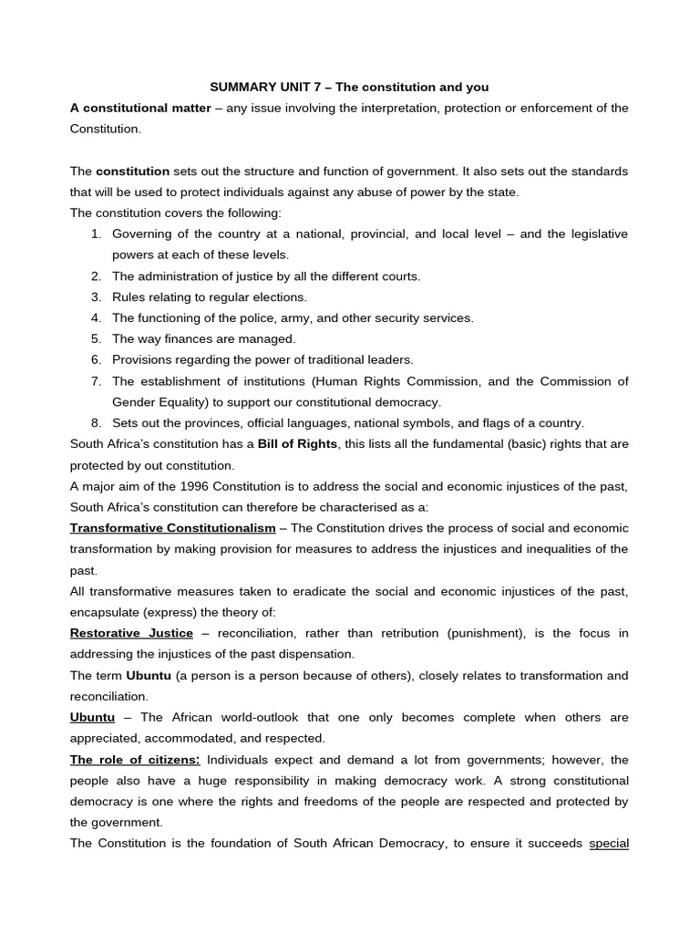 Understanding South Africa's Constitution | PDF | Separation Of Powers ...