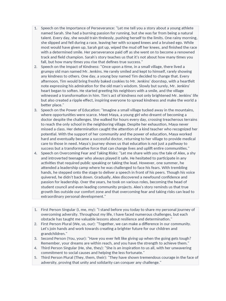 Speech Writing Techniques Examples | PDF