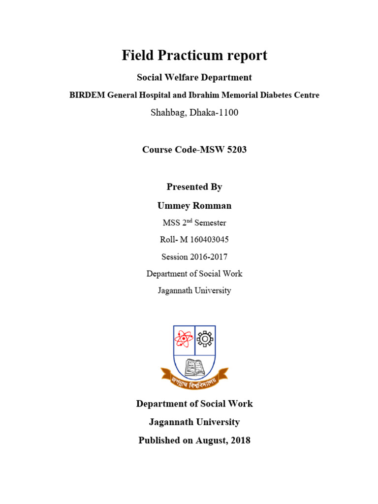 MSW Field Practicum Report on BIRDEM Gen | PDF | Social Work ...