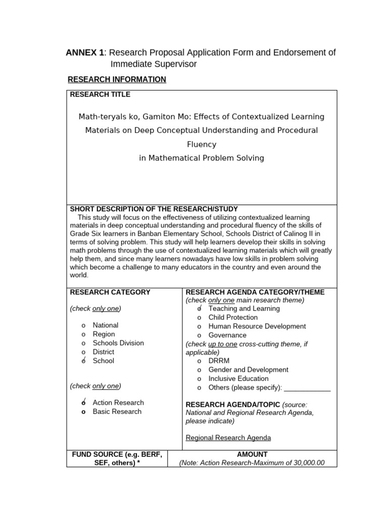 Application and Endorsement Form | PDF | Learning | Cognition