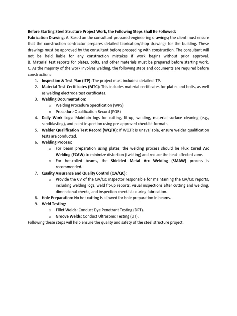 Essential Steps for Steel Structure Projects | PDF