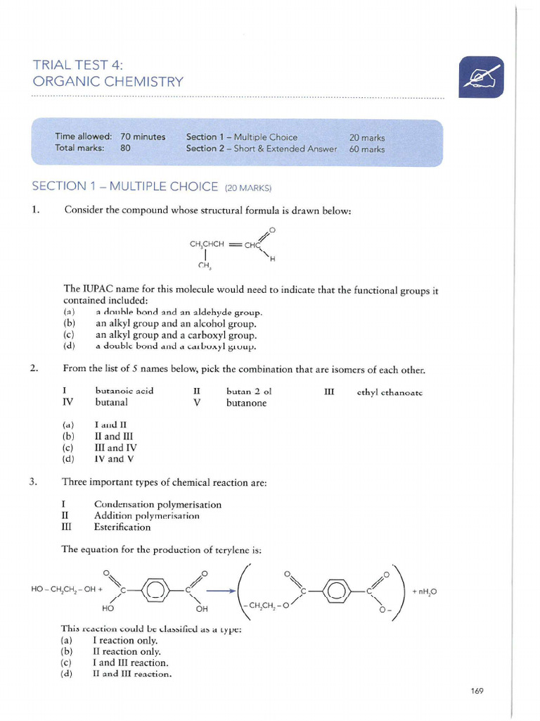 5 25 Organic Chemistry Trial Test Pdf