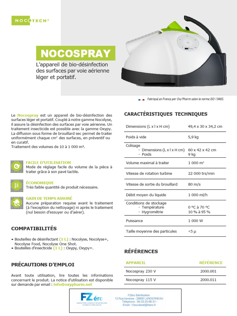 Nocospray : Appareil de désinfection aérienne | PDF