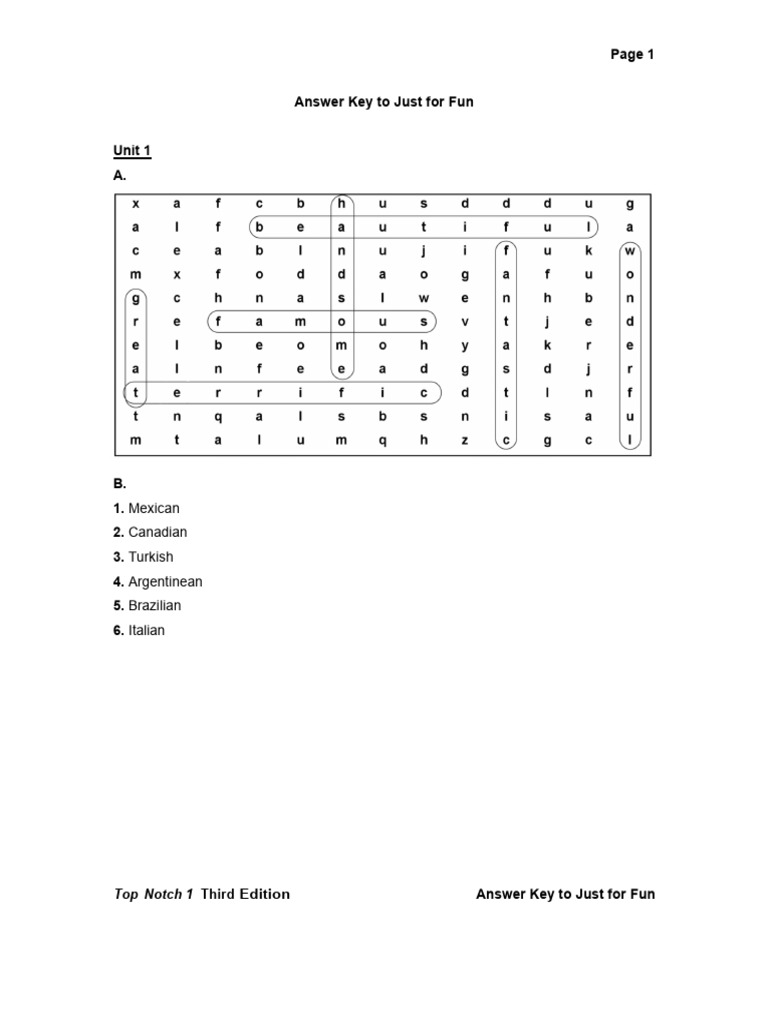 Just For Fun Answer Key | PDF