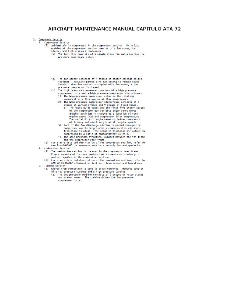 Aircraft Maintenance Manual Capitulo Ata 72 | PDF