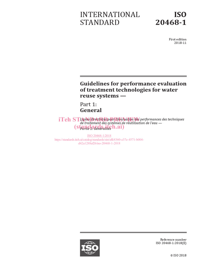 Iso 20468 1 2018 | PDF | Sewage Treatment | Reclaimed Water
