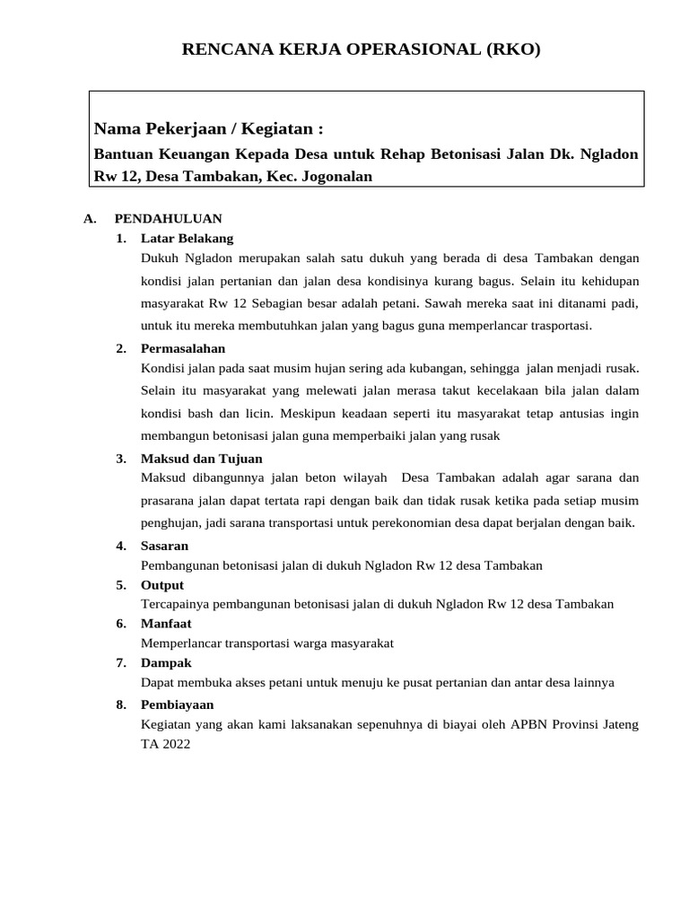 RKO Betonisasi DK Ngladon RW 13 | PDF