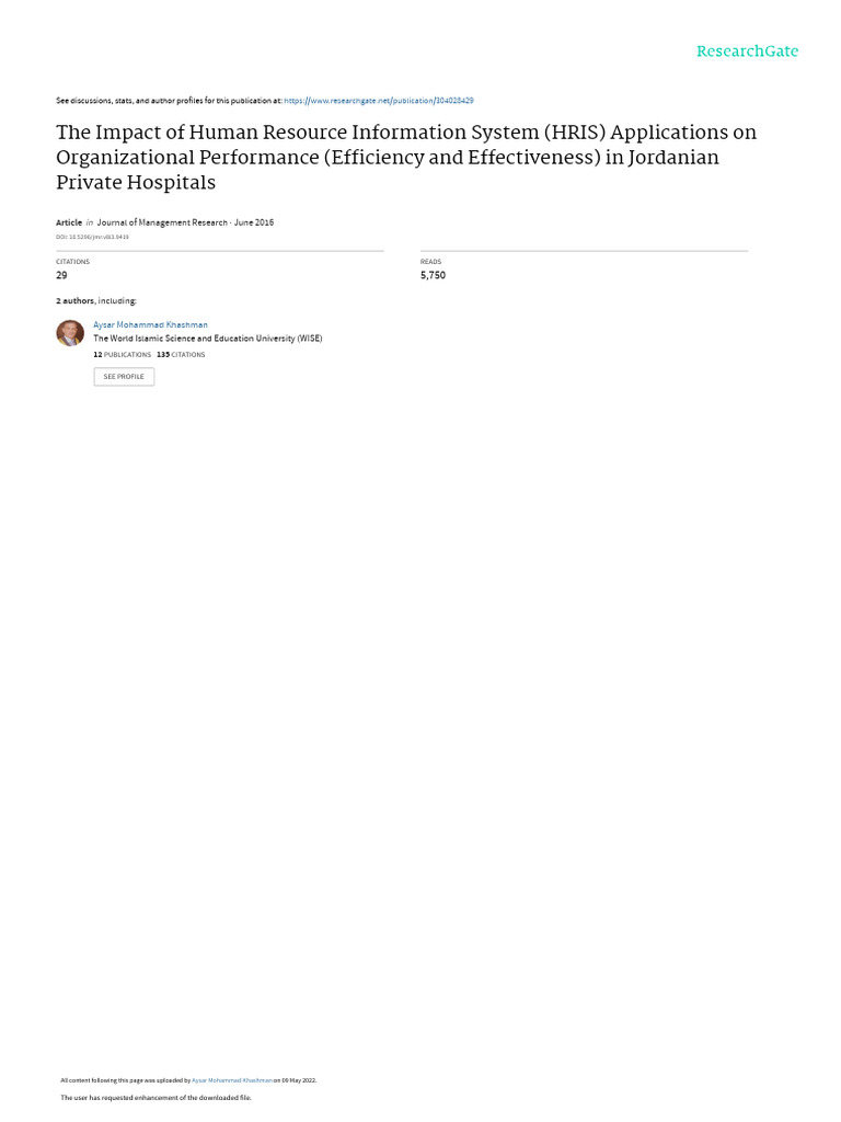 Khashmnan HRIS | PDF | Coefficient Of Determination | Human Resource ...