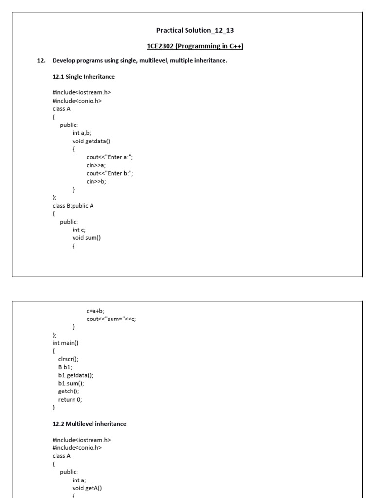 C++ Inheritance Examples and Concepts | PDF | Software Engineering | C++