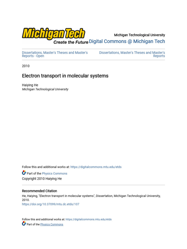Electron Transport in Molecular Systems | PDF