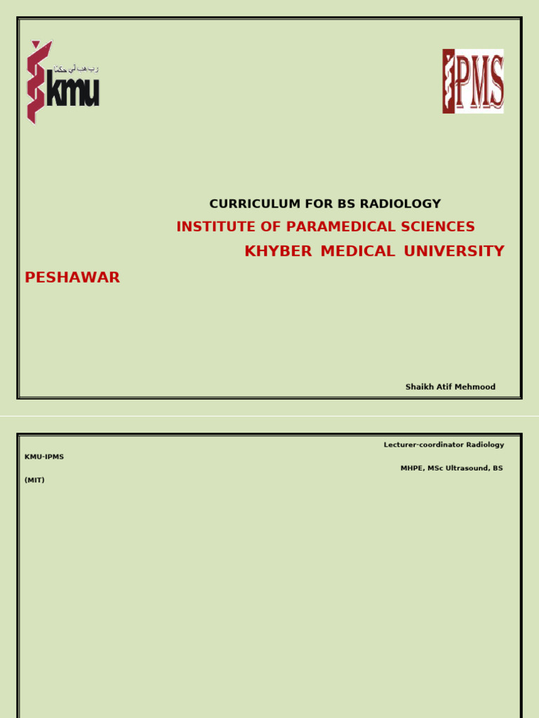 BS Radiology Curriculum Overview | PDF | Abdomen | X Ray