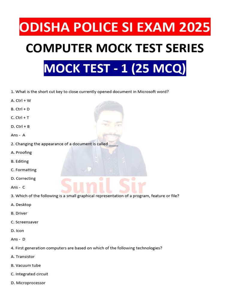 Youtube Computer Mock Test - 1 | PDF | Byte | Read Only Memory