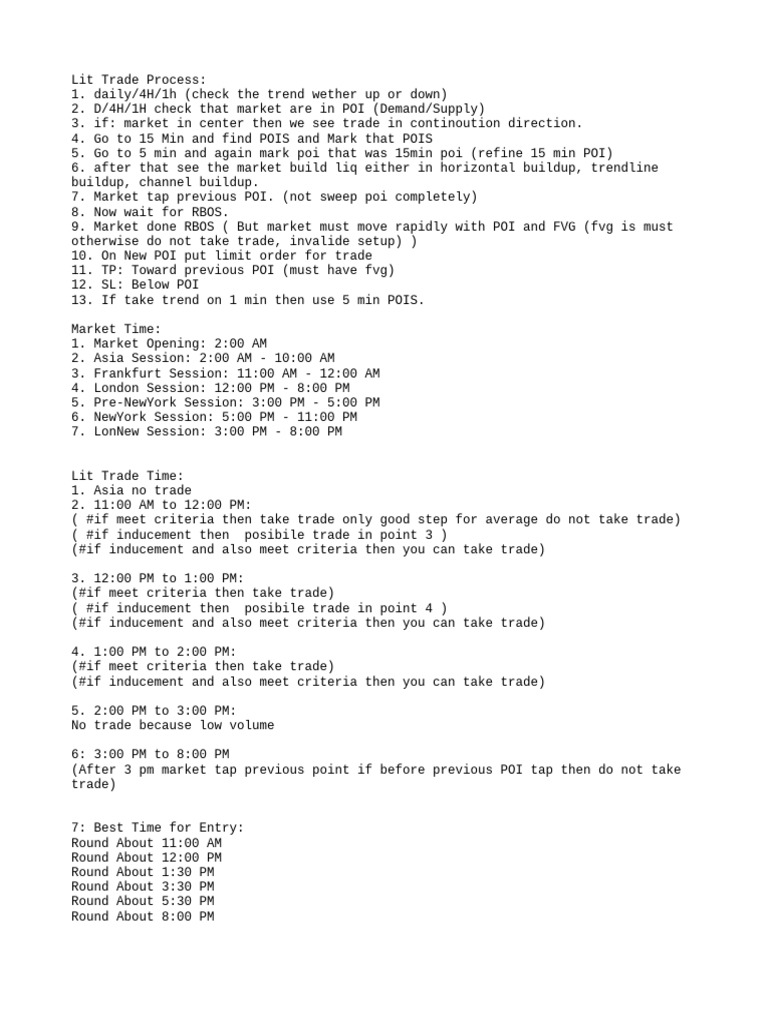 Lit Trading Process and Timing Guide | PDF