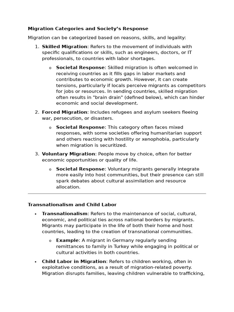 Migration Categories and Society | PDF | Human Migration | Immigration