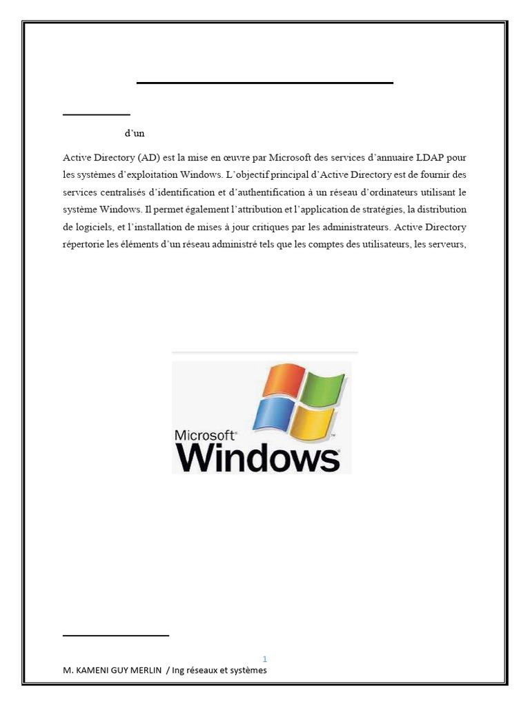 Installation d'Active Directory en TP | PDF | Active Directory ...