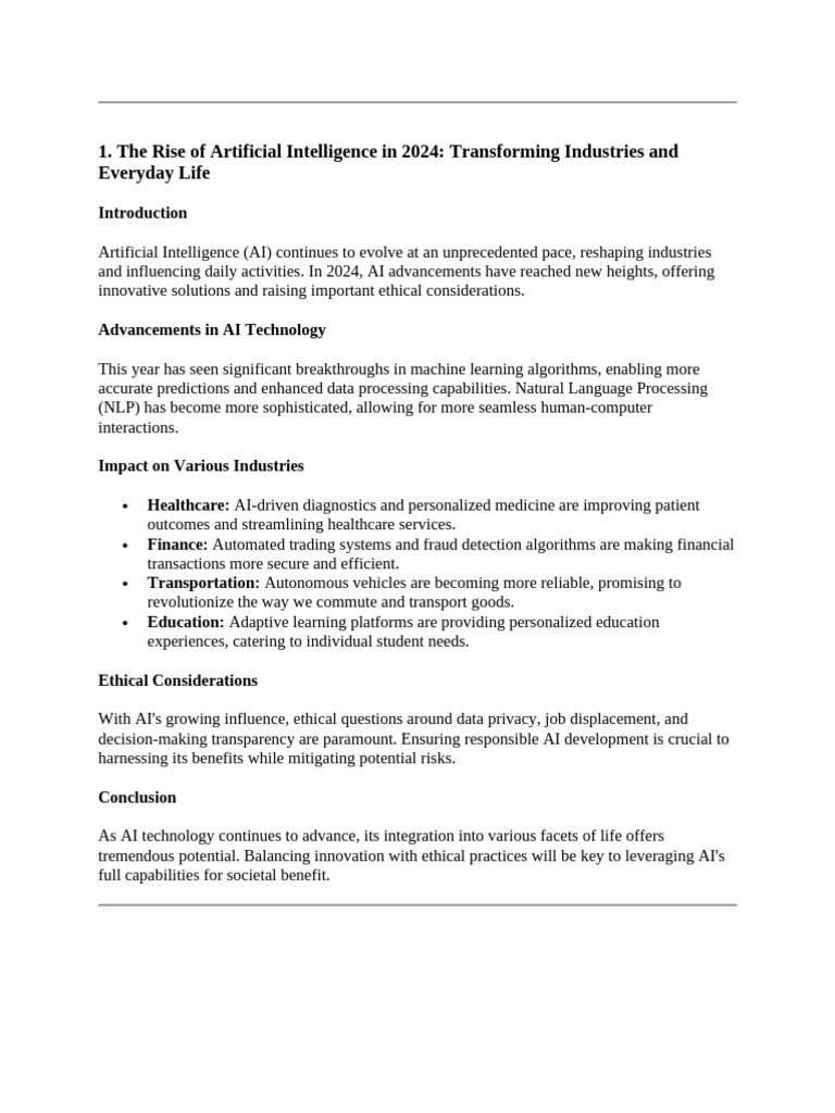 AI Advancements and Impact in 2024 | PDF