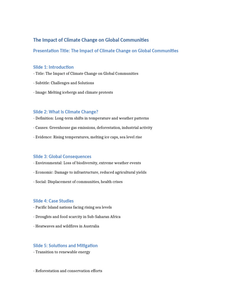 The Impact of Climate Change On Global Communities | PDF