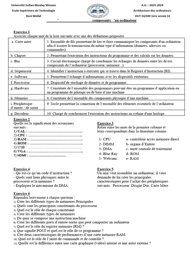 Liens entre Processeur et Mémoire | PDF | Programme informatique ...