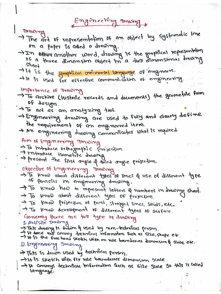 Engineering Drawing 4rth Level Notes | PDF