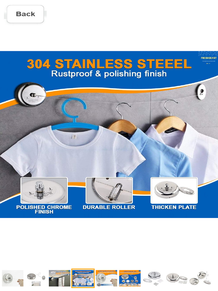 FreshDcart FDCA430 Heavy Duty Cloth Drying Rope Cloth Wire for Drying ...