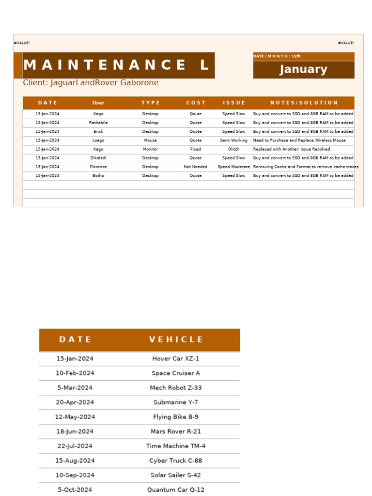 Maintenance Template | PDF