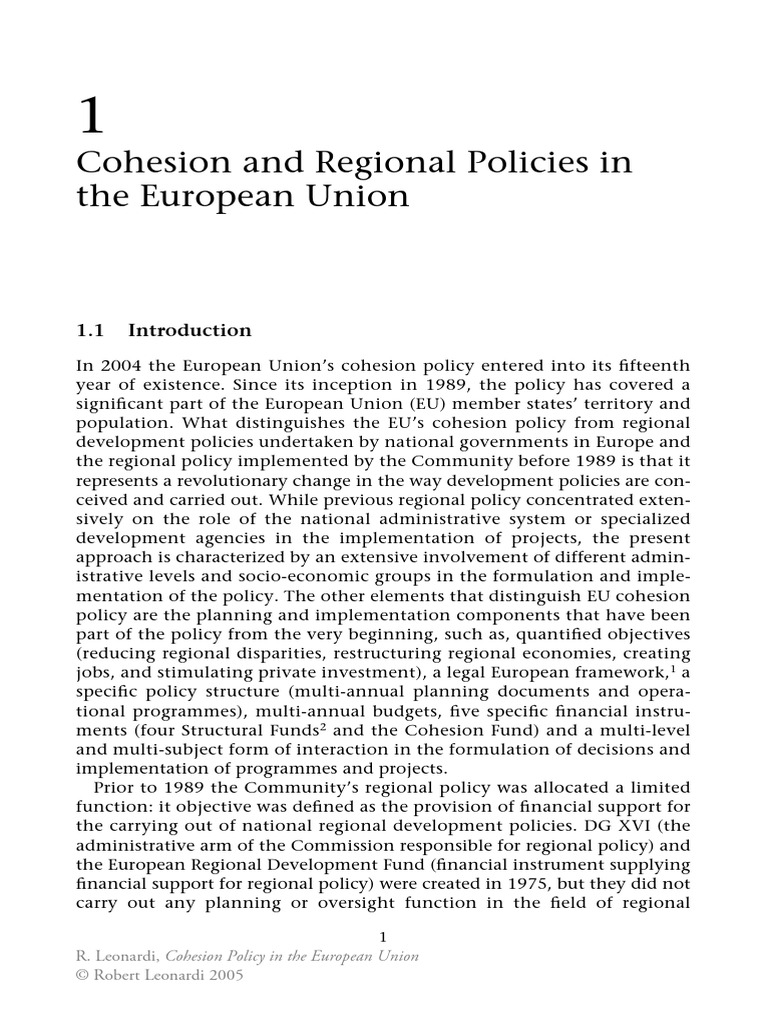 Cohesion and Regional Policies in The European Union | PDF | European ...