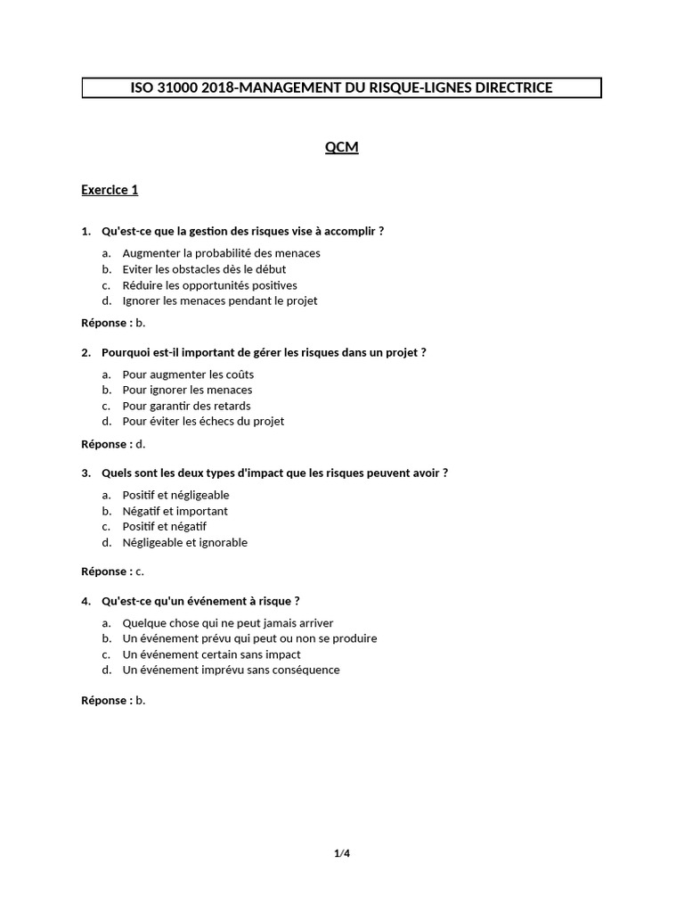 Gestion des Risques selon ISO 31000 | PDF | Gestion des risques | Risque