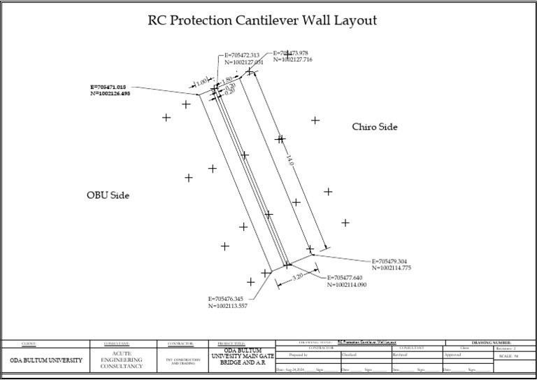 RC Cantilever Wall Layout Drawing | PDF