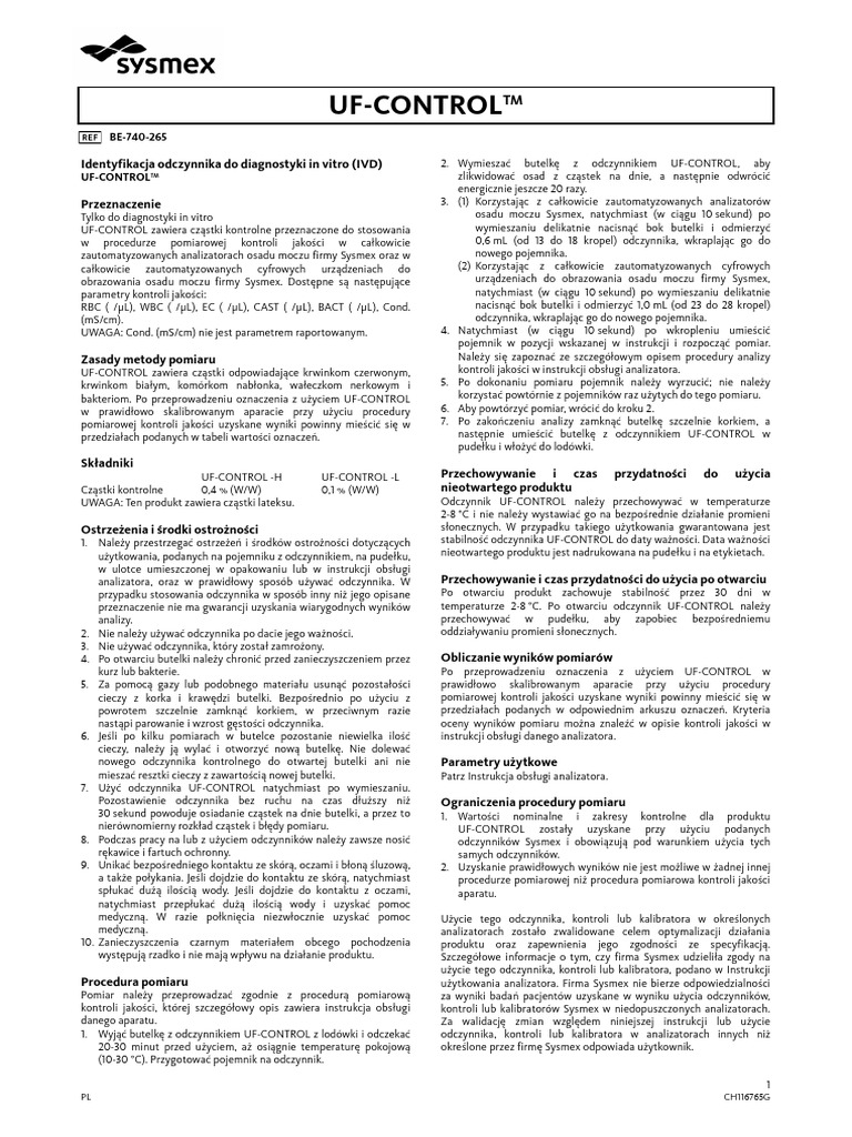 Ulotka Odczynnikowa - UF-CONTROL-sig | PDF