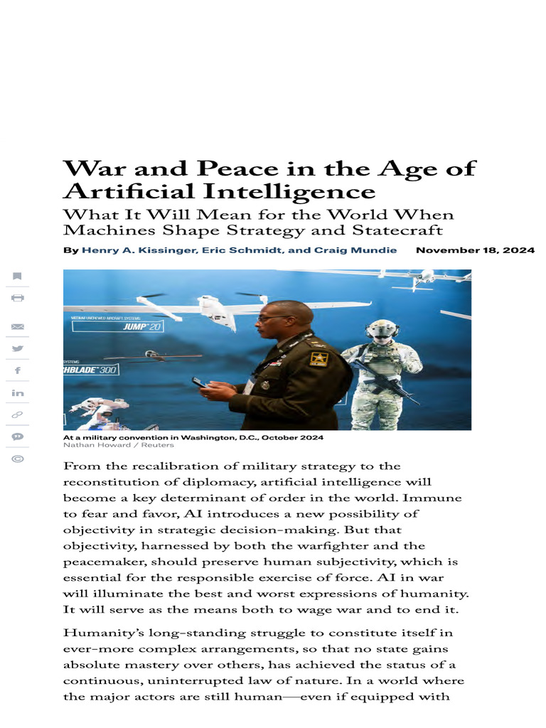 War and Peace in The Age of Artificial Intelligence | PDF