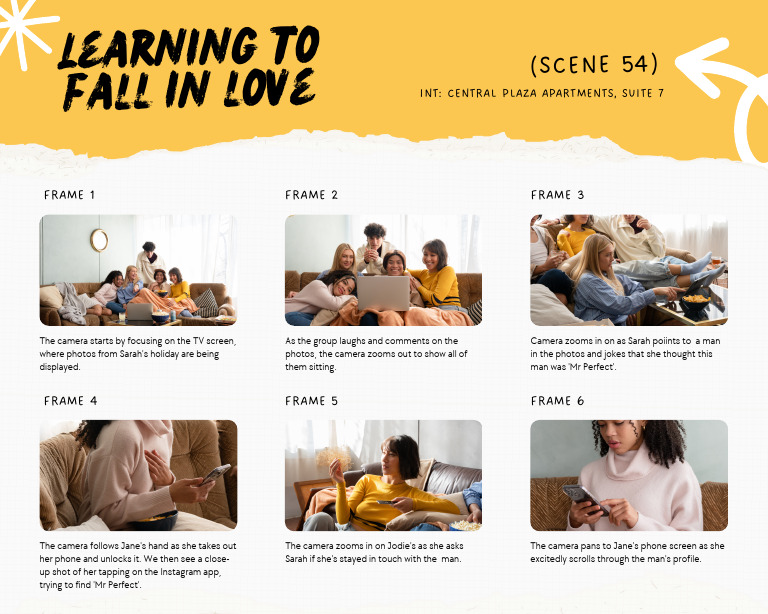 TV & Film Storyboard in Dark Yellow White Light & Playful Style ...