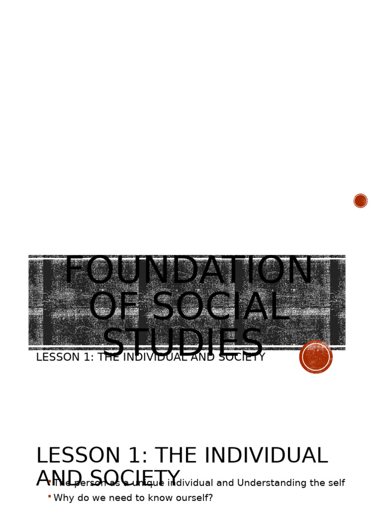 Fundamentals of Social Studies Lesson 1 | PDF | Self Concept | Self