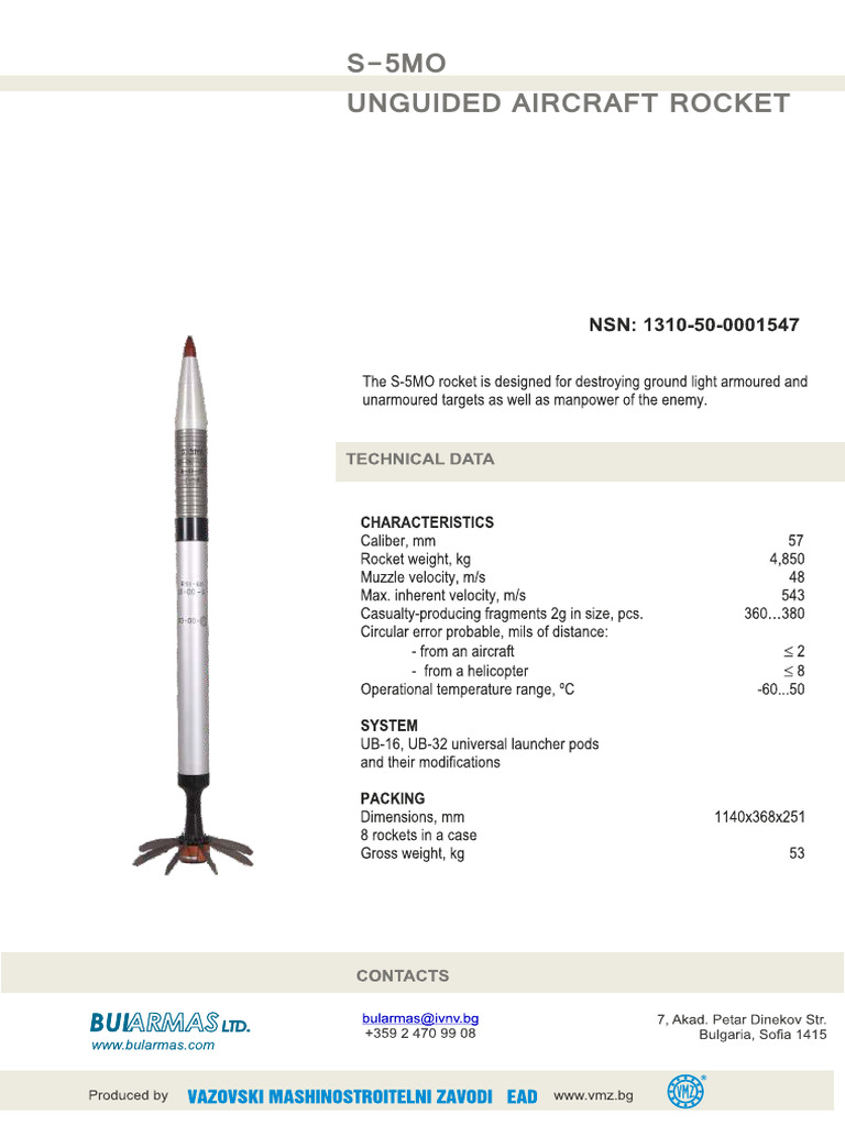 S-5MO Unguided Aircraft Rocket | PDF