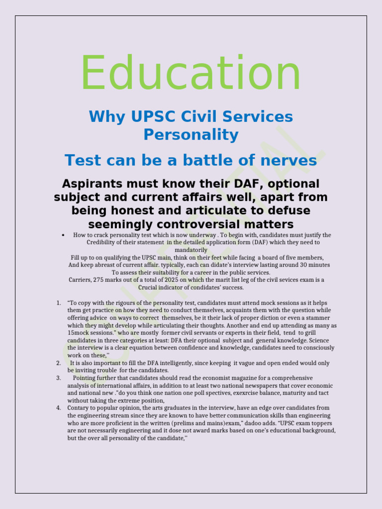 OPS Civil Services Intervew Preparation | PDF | Cognition