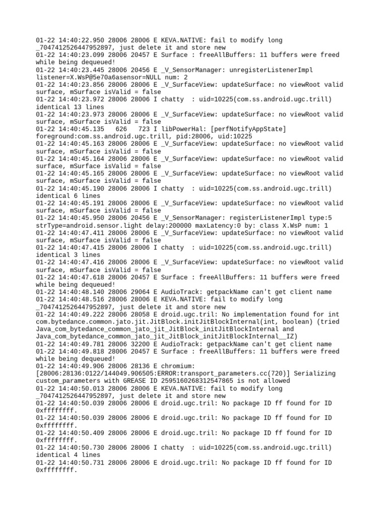 Android Error Log Analysis | PDF | Software Development | Computing