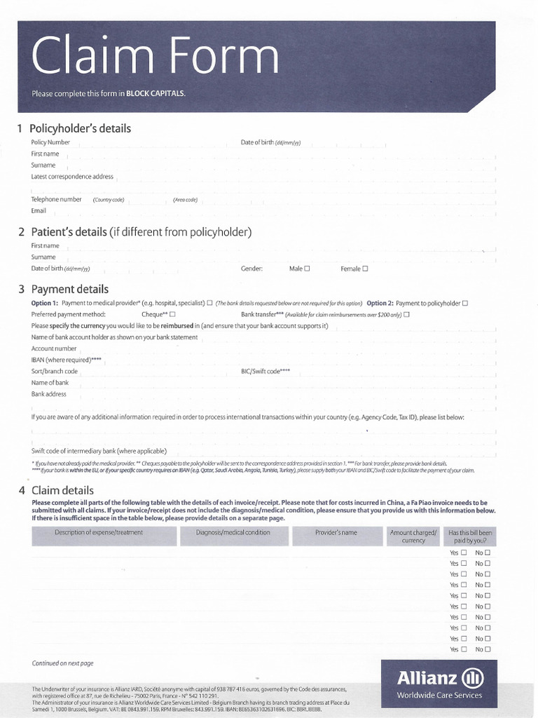 Claim Form Out Pdf