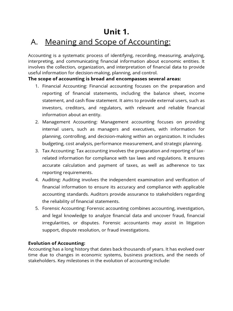 Overview of Accounting Principles and Scope | PDF | Debits And Credits ...