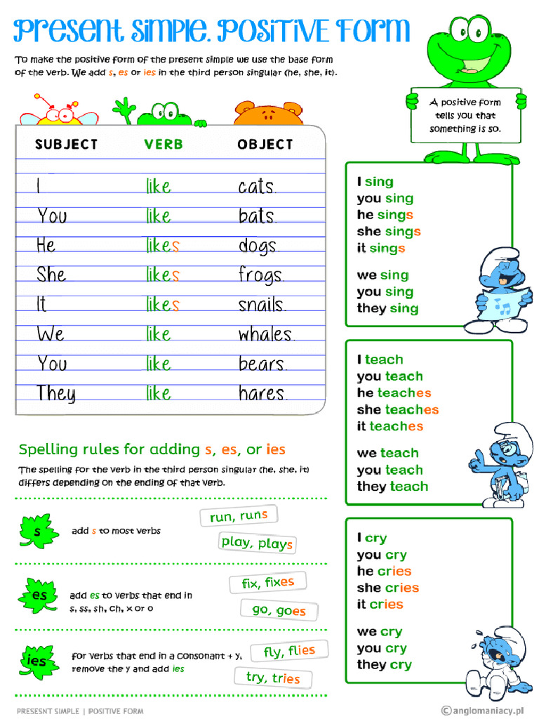 Present Simple 2 - English For Kids | PDF