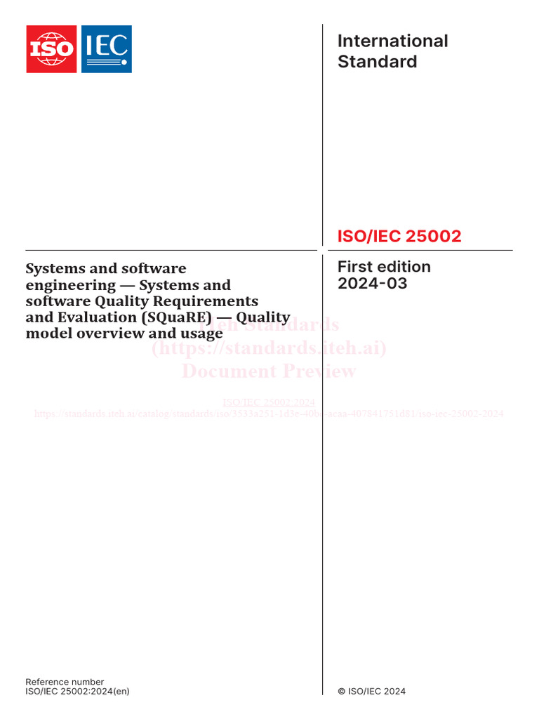 ISO/IEC 25002:2024 Quality Model Overview | PDF | Verification And ...