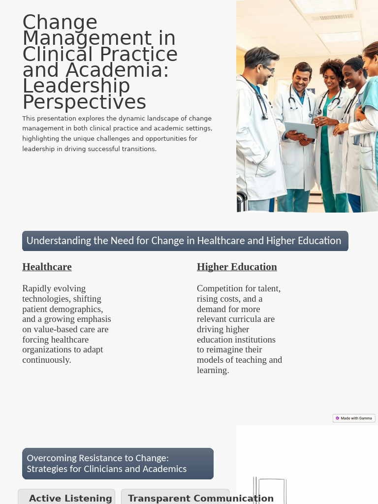 Change Management in Healthcare & Academia | PDF | Change Management ...