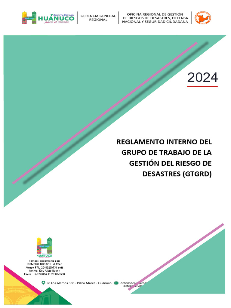 Reglamento Interno del GTGRD 2024 | PDF | Reducción de Desastres ...