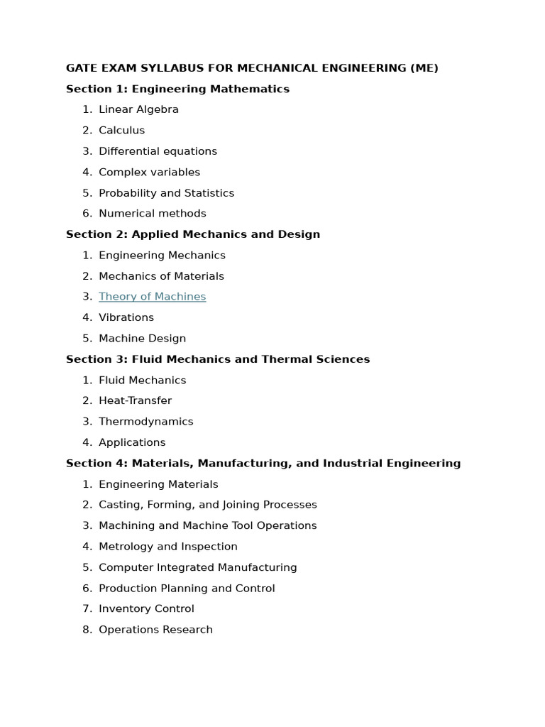 GATE Mechanical Engineering Syllabus | PDF