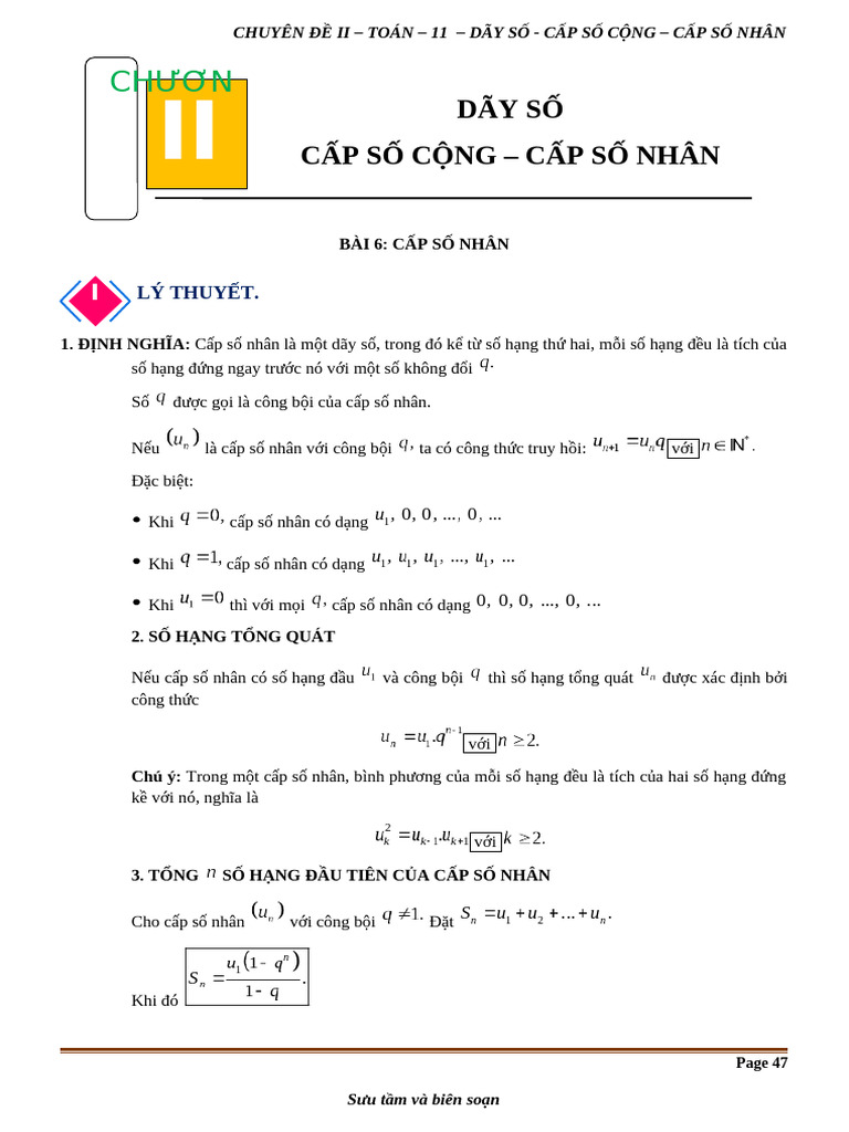 Toan-11 C2 B7.1 Cap-So-Nhan Tu-Luan de | PDF