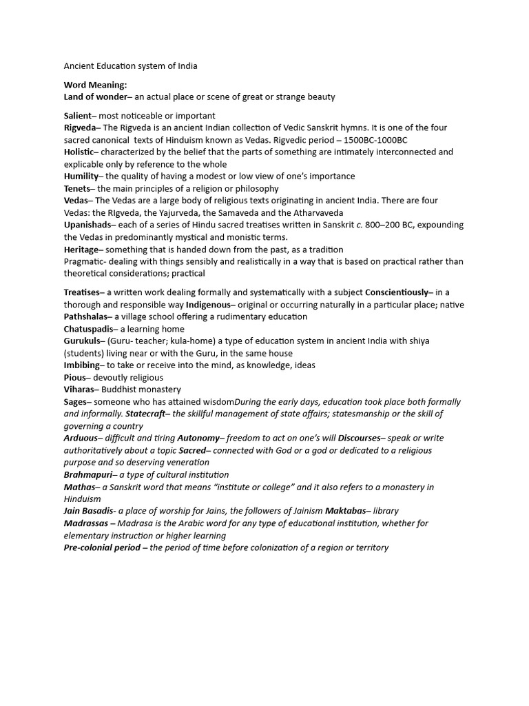 Ancient Education New Words | PDF | Vedas | Indian Religions
