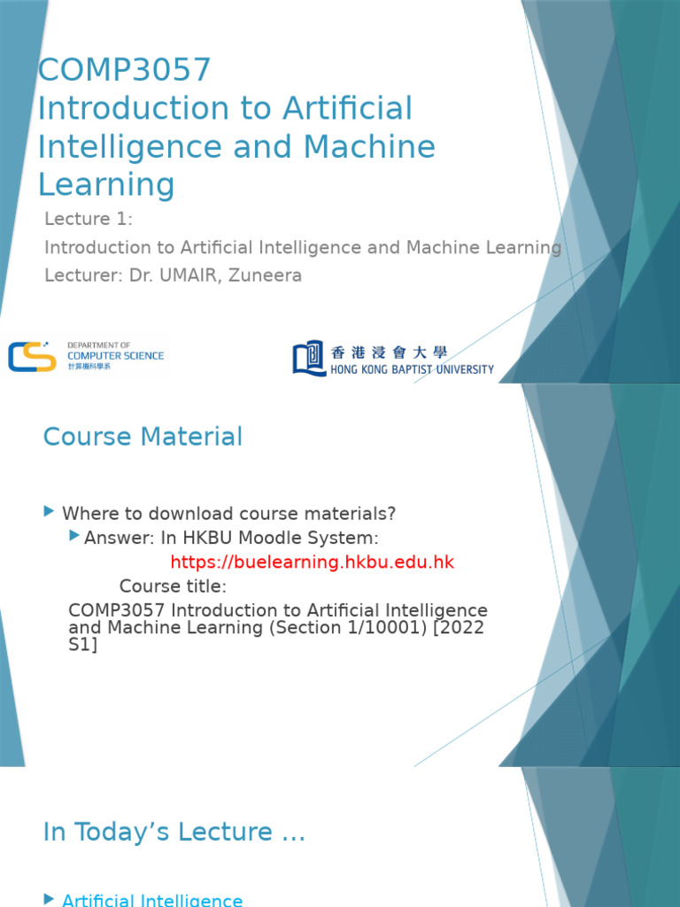 Lecture 1 - Introduction To The Course and AI, ML | PDF | Machine ...