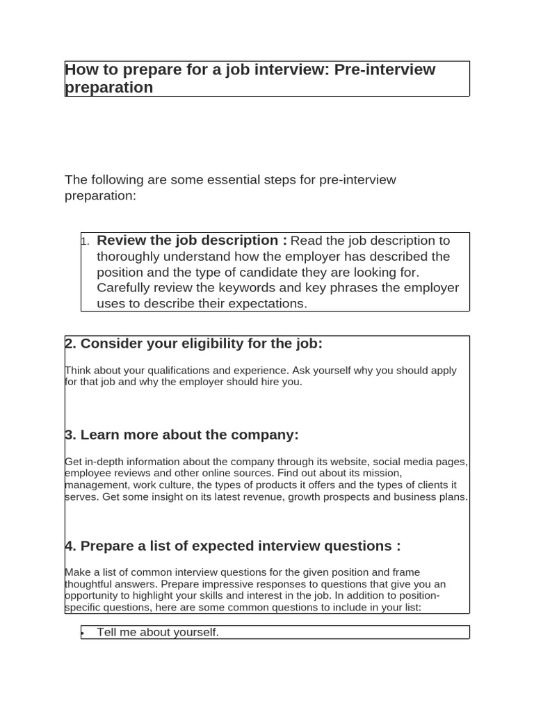 How To Prepare For A Job Interview | PDF | Résumé | Nonverbal Communication